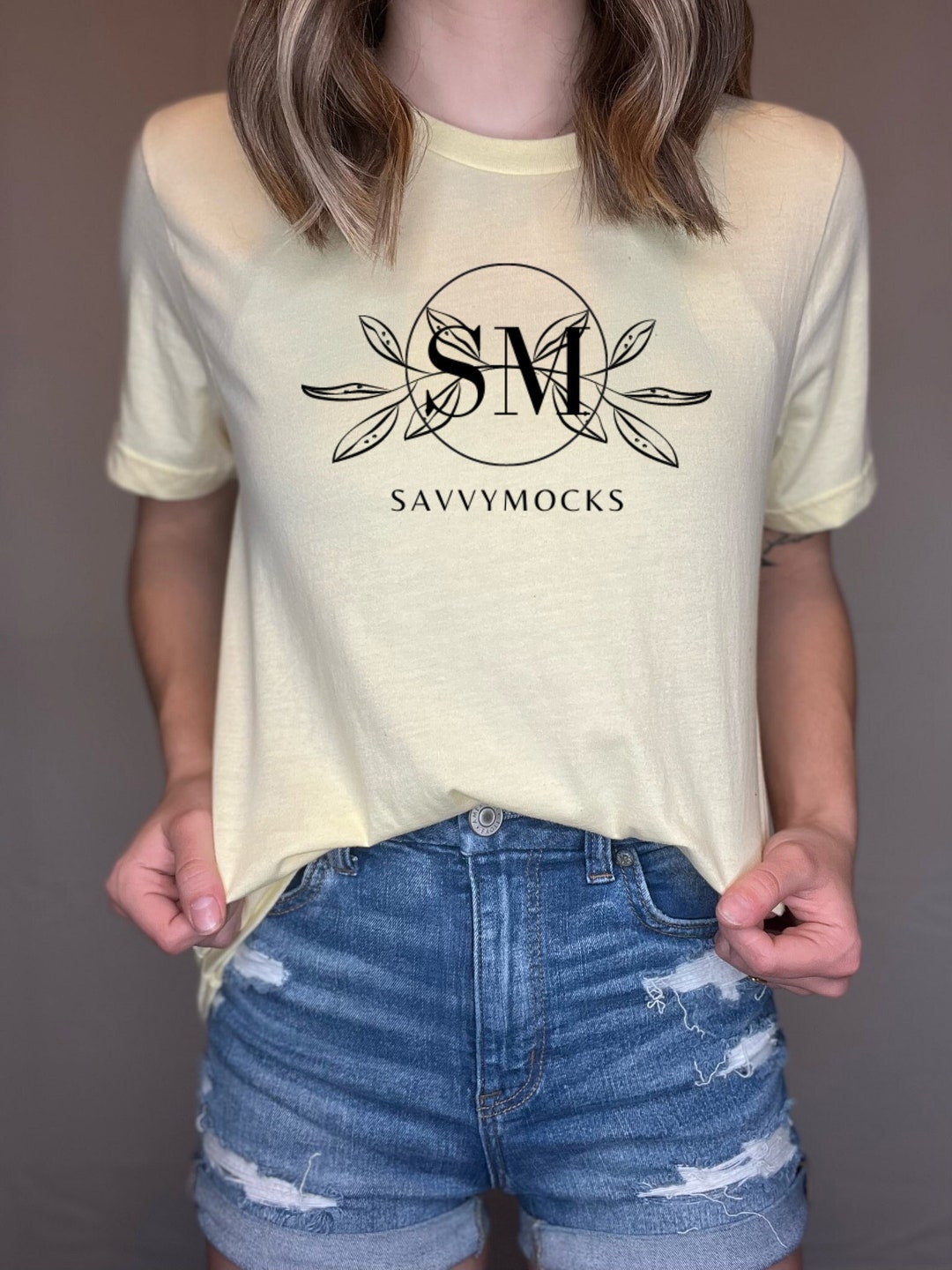 Bella+canvas 3001CVC Heather French Vanilla - Savvymocks - Model Mockup ...