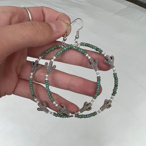 Large Cactus Bead Hoops | Western Hoops
