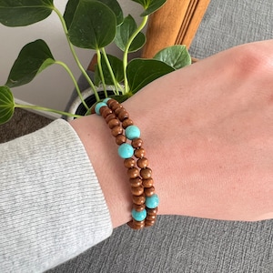 Wood and Turquoise Wrap Bracelet | Western Wrap Bracelet