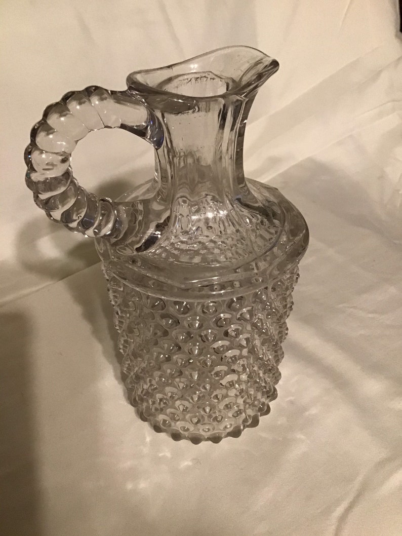 Hand Blown Clear Hobnail Decanter