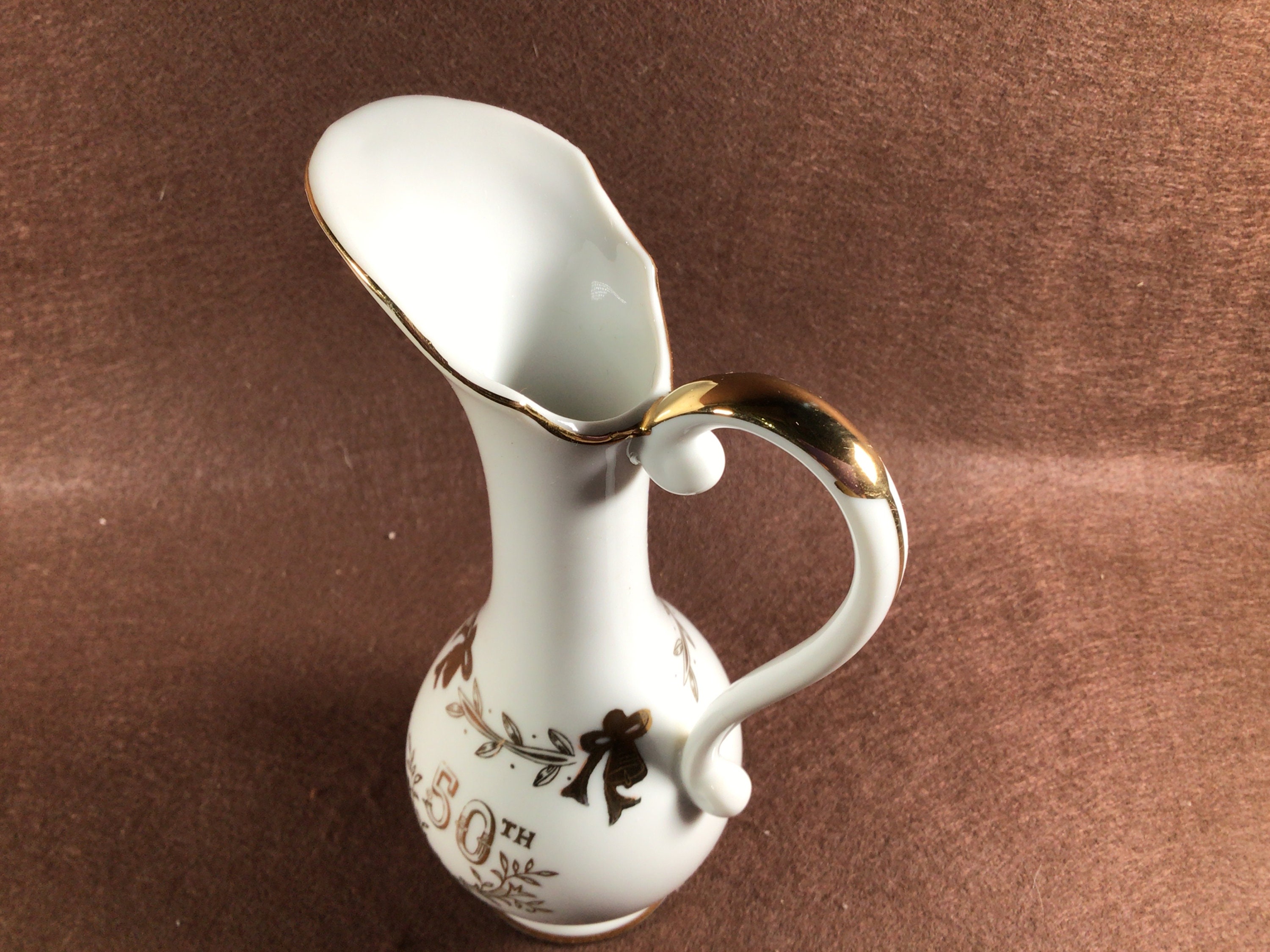 Vintage Lefton China 50th Anniversary Long Neck Pitcher with Etsy