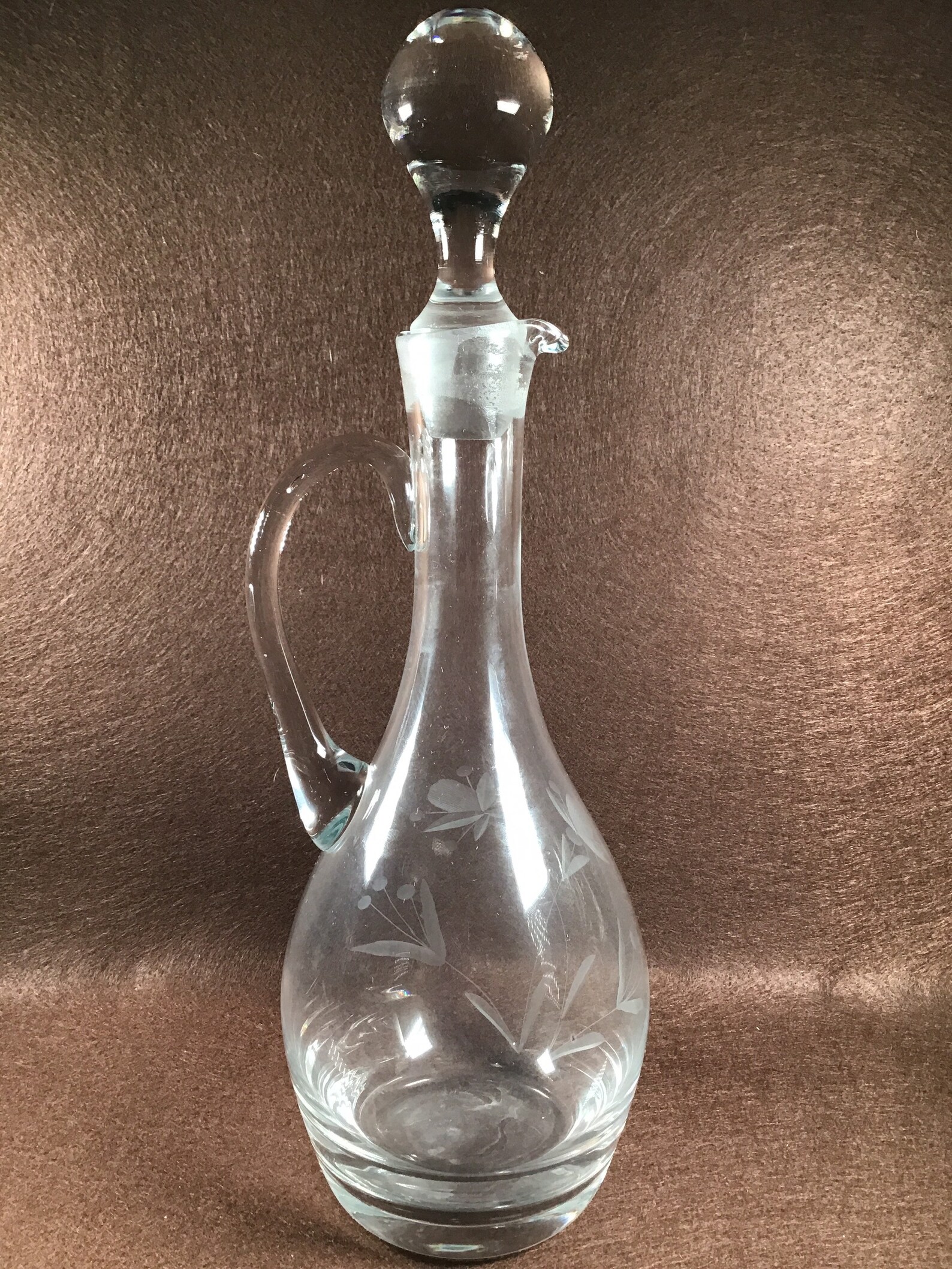 Vintage Etched Glass Liquor Handled Decanter with Lid Etsy