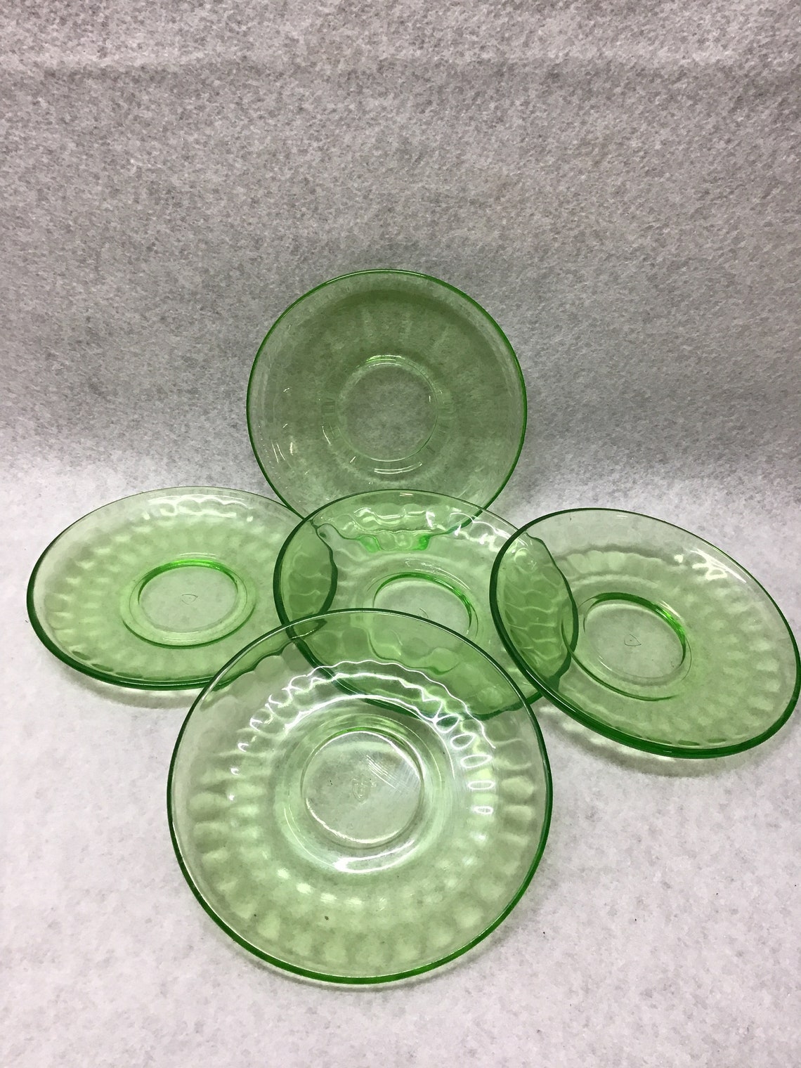 Antique Mint Green Federal Glass saucers Etsy