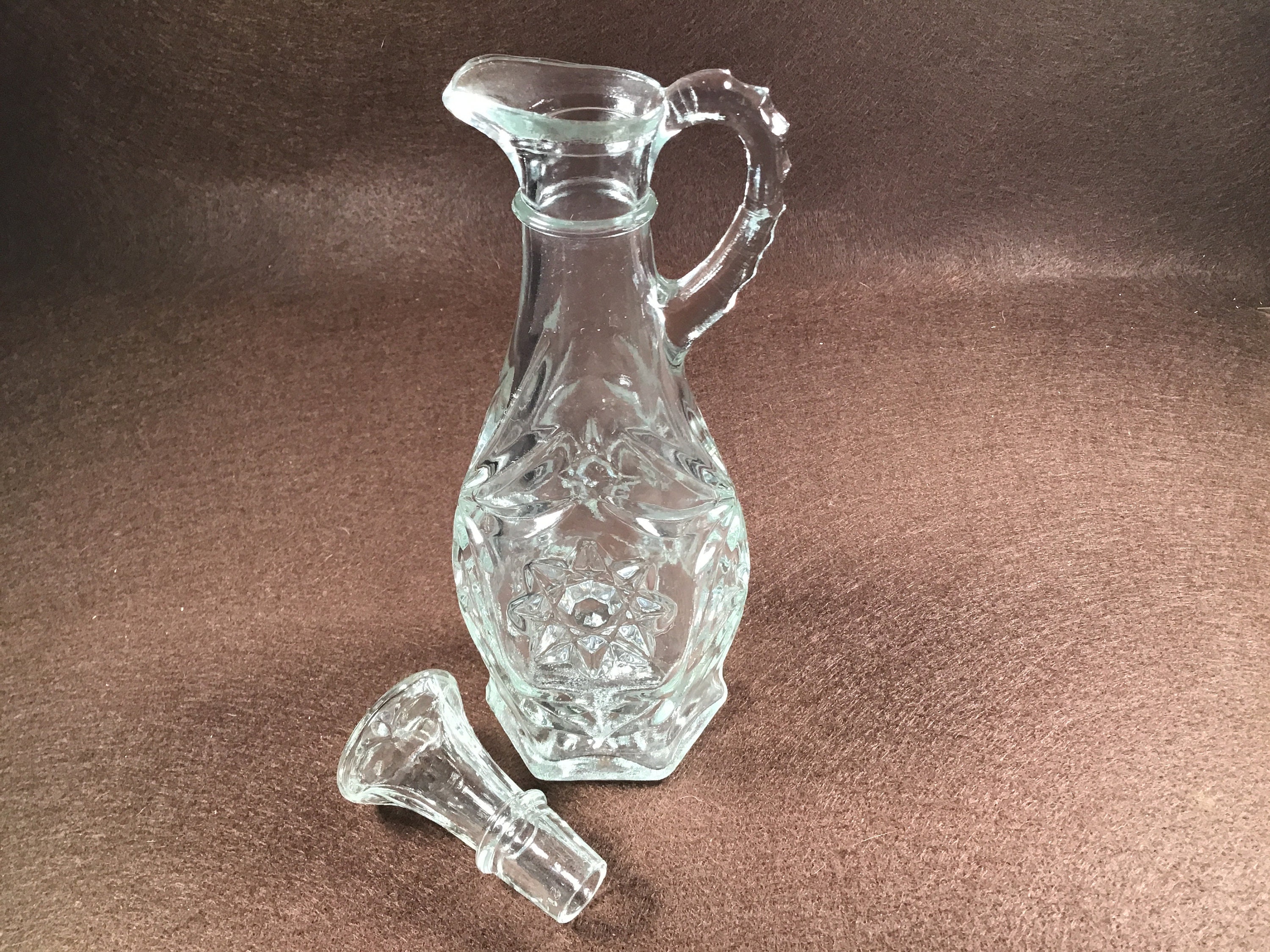 Vintage Etched Glass Liquor Handled Decanter With Lid Star of Etsy UK