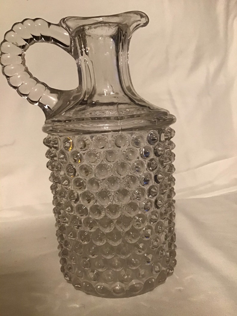 Hand Blown Clear Hobnail Decanter