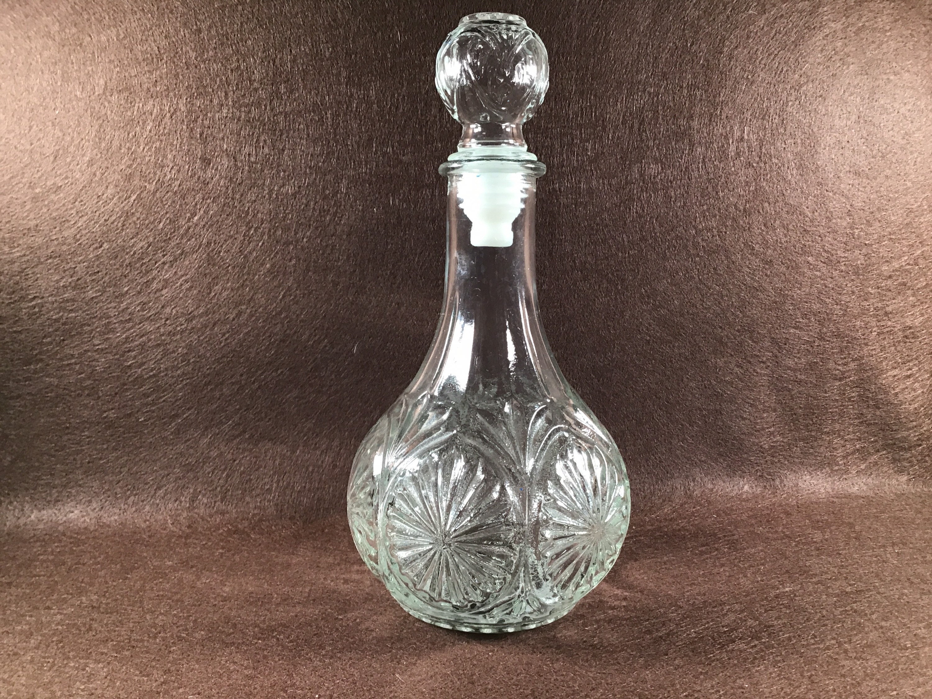 Vintage Pressed Glass Liquor Decanter with Lid Etsy