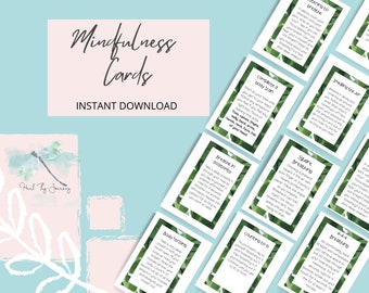 Mindfulness Cards Printable, Digital Download, Grounding Exercises, Therapy Tools