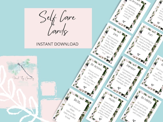 Self-Care Activity Cards, Self-Care Prompts for daily living, Mental Health Cards