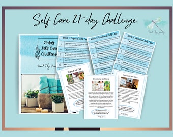 May include: A printable 21-day self-care challenge with three weeks of activities focused on physical, emotional, and spiritual self-care. The challenge includes a list of activities for each week, such as drinking water, exercising, and practicing gratitude.