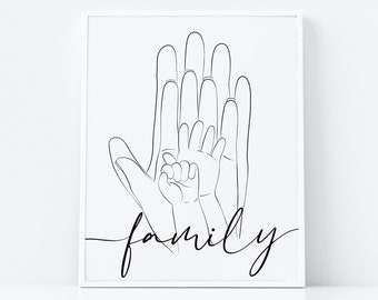Family Line Art, Family Line Drawing, One Line Drawing, Minimalist Print, Modern Print, Simple Line, Line Art, Family Gift, Family Print