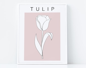 Tulip Print, Modern Art Prints, Flower Wall Art, Flower Line Art, Flower Print, Modern Wall Art, Minimalist Wall Art, Floral Print