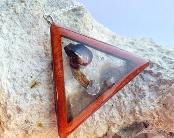 Triangle Necklace for Women, Terrarium Necklace, Cottage Core, Witch Valentine, Galentines Gift, Resin Jewelry, CottageCore Jewelry