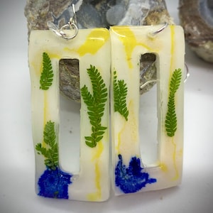 Wildflower Earrings, Real Fern Earrings, Cottagecore earrings, mother’s Day Gift for plant lover, Terrarium Jewelry, Botanical Jewelry