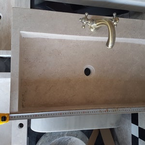 Hand Carved Travertine Rectangle Sink: Custom Bathroom Decor