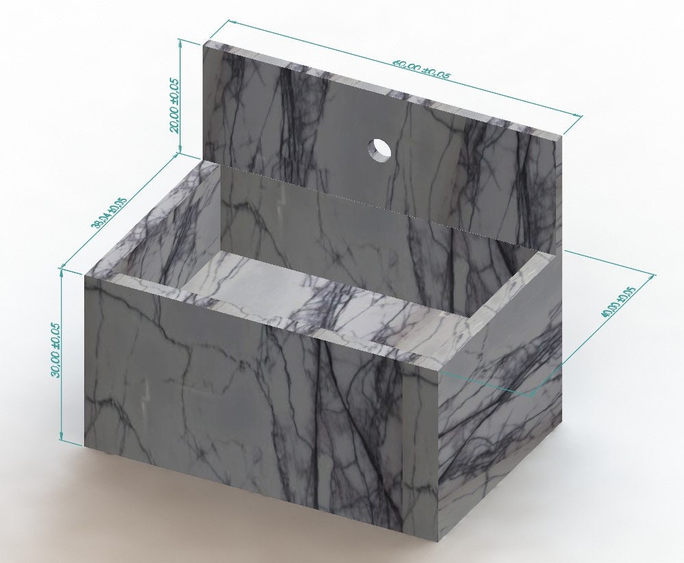 Wall Mount Marble Sink • Custom Marble Sink • Bathroom Sink • Calacatta