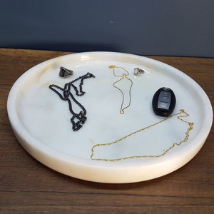 Rolling Tray Handcrafted Marble - Jewelry Tray - Vanity Tray - Bathroom Accessories - Wedding Gift - General Purpose Tray - Gift for Her