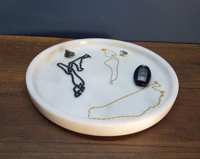 Rolling Tray Handcrafted Marble - Jewelry Tray - Vanity Tray - Bathroom Accessories - Wedding Gift - General Purpose Tray - Gift for Her