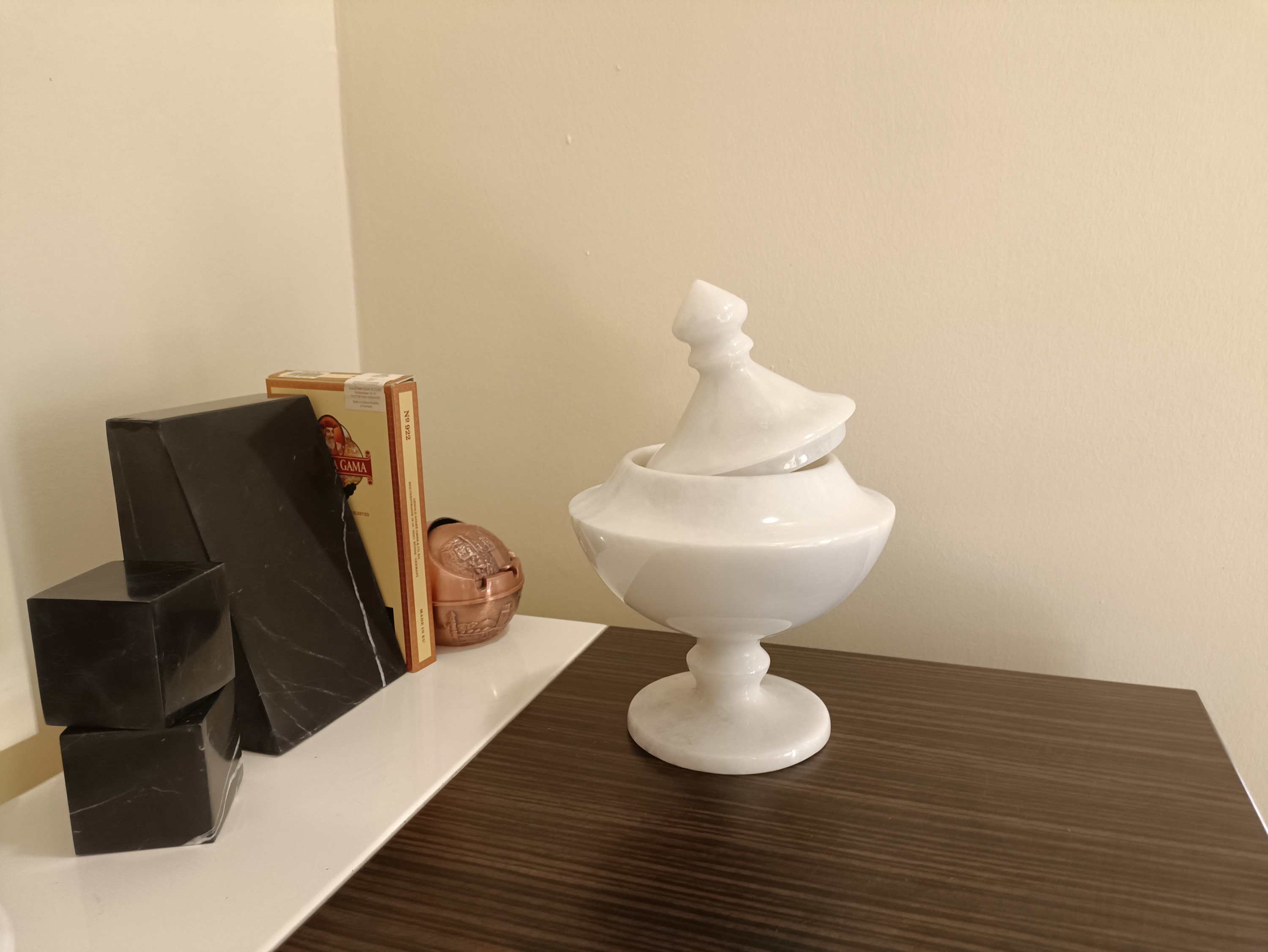 Vintage Style Marble Lidded Candy Dish Marble Sugar Bowl Quality