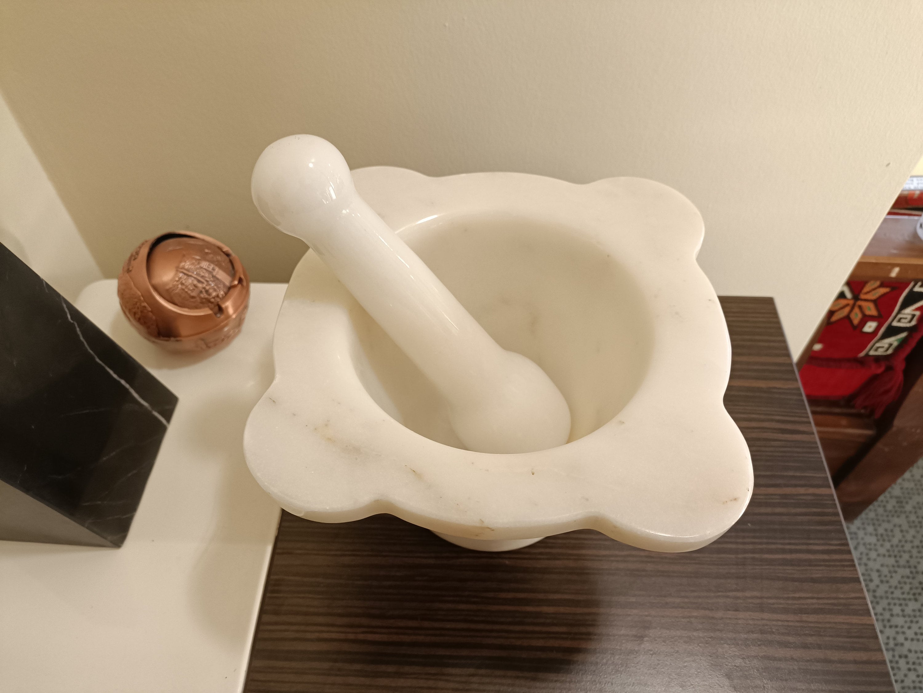 White Marble Mortar and Pestle