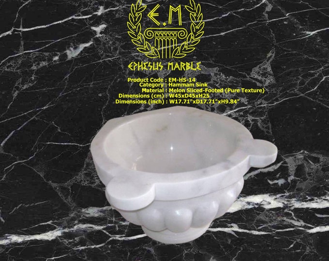 Turkish Bath Sink, Turkish Hammam Sink, Spa Sink, Spa Decor, Hamam Decor, Melon Sliced-Footed (Pure Texture)