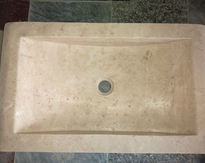 Rady to Ship Travertine Sink • Custom Marble Sink Rectangle . Arch Rectangle Shaped • Farmhouse Marble Sink • Bathroom Decor