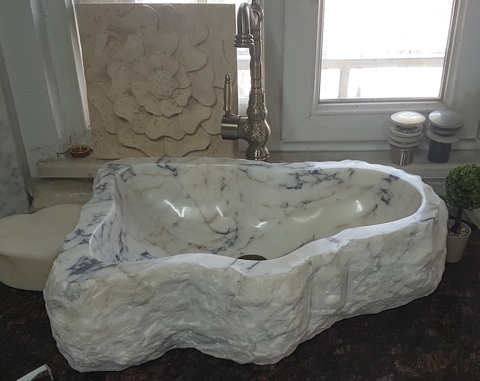 Natural Rustic Violet Bathroom Sink • Vessel Sink • Natural Shaped Sink • Farmhouse Marble Sink • Bathroom Decor • Farmhouse Sink