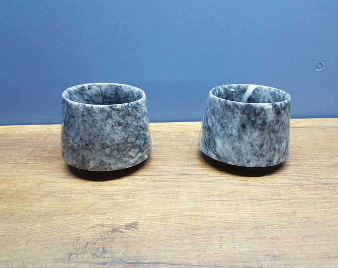 Couple Natural Stone Glasses - Tumbler Lilac Marble Goblets - Lilac Marble Cups - Vintage Marble Cups - Marble Barware