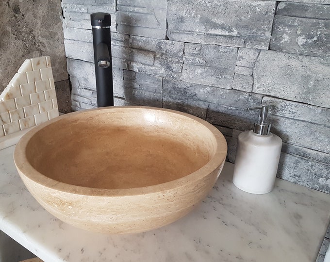 Travertine Bowl Marble Sink, Handmade Bathroom Sink, Bathroom Sink Washbasin