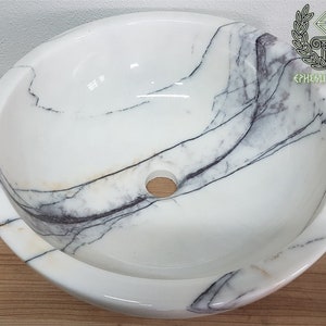 Lavabo in marmo color lilla - Lavabo da bagno artigianale - Lavabo da bagno in pietra naturale - Decorazione per il bagno