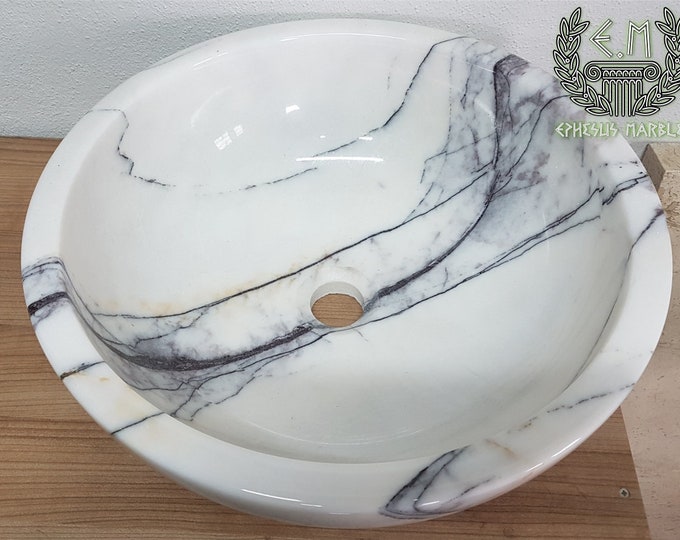 Lilac Bowl Marble Sink - Handmade Bathroom Sink - Naturel Stone Bathroom Sink - Bathroom Decor