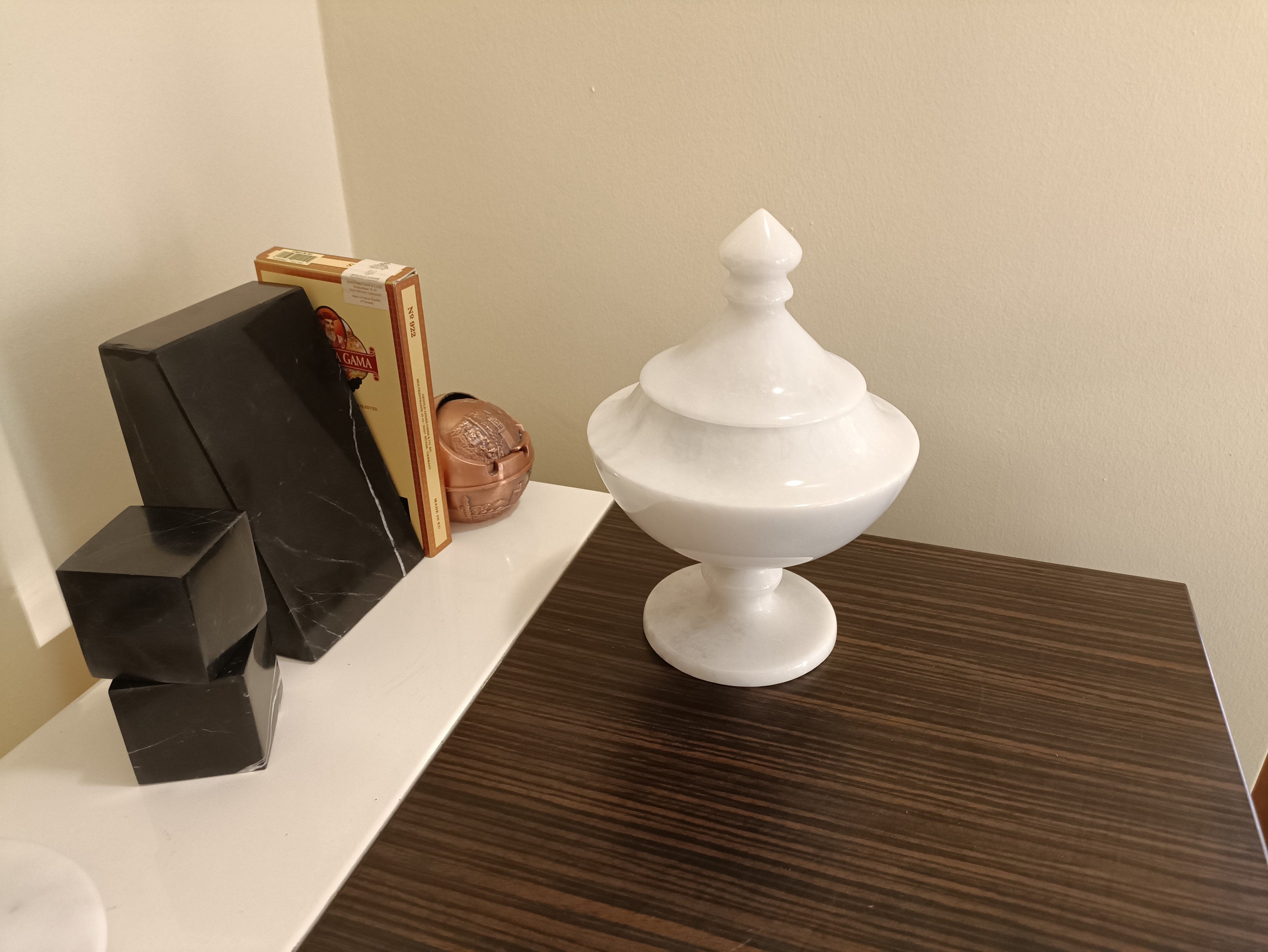 Vintage Style Marble Lidded Candy Dish Marble Sugar Bowl Quality