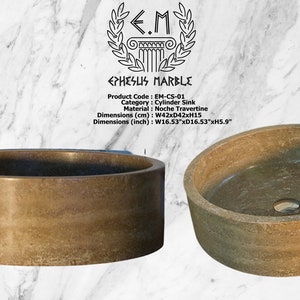 Marble Sink, Handmade Bathroom Sink, Noche Travertine Washbasin, Vessel Sink