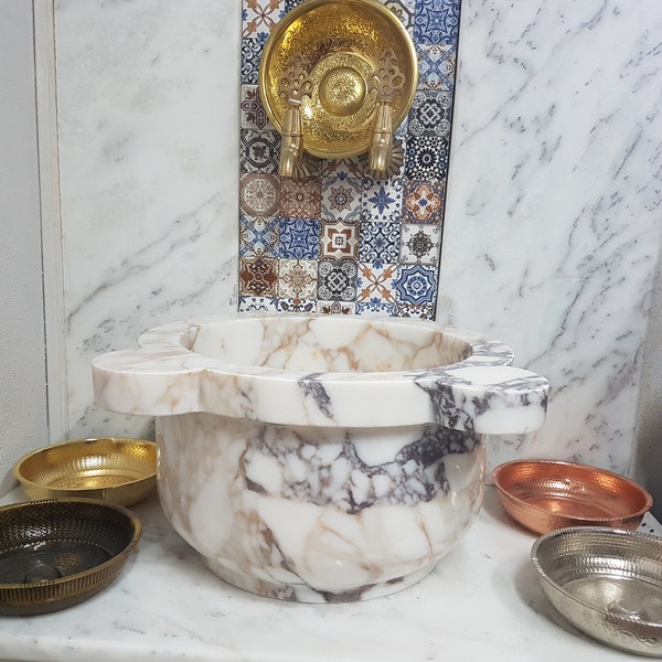 Turkish Bath Sink, Turkish Hammam Sink, Spa Sink, Spa Decor, Hamam Decor, Afyon Violet Marble