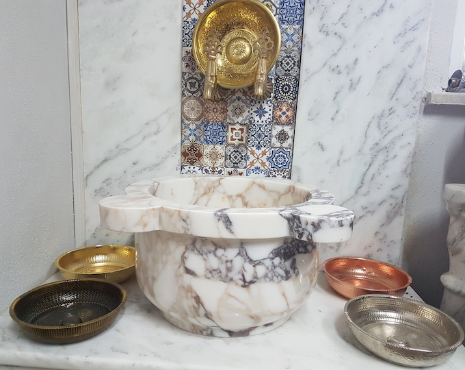 Afyon Violet Marble Sink: Turkish Bath Spa Decor