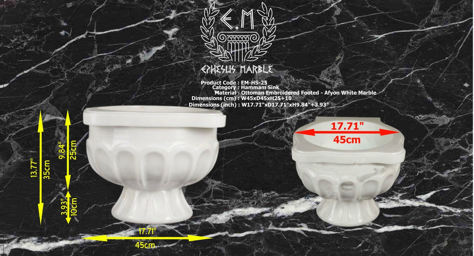 Turkish Bath Sink, Turkish Hammam Sink, Spa Sink, Ottoman Embroidered