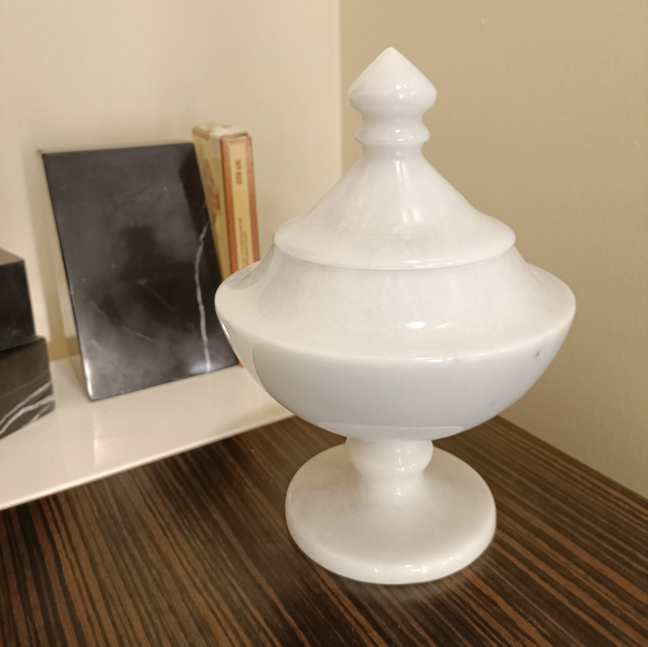 Vintage Style Marble Lidded Candy Dish Marble Sugar Bowl Quality