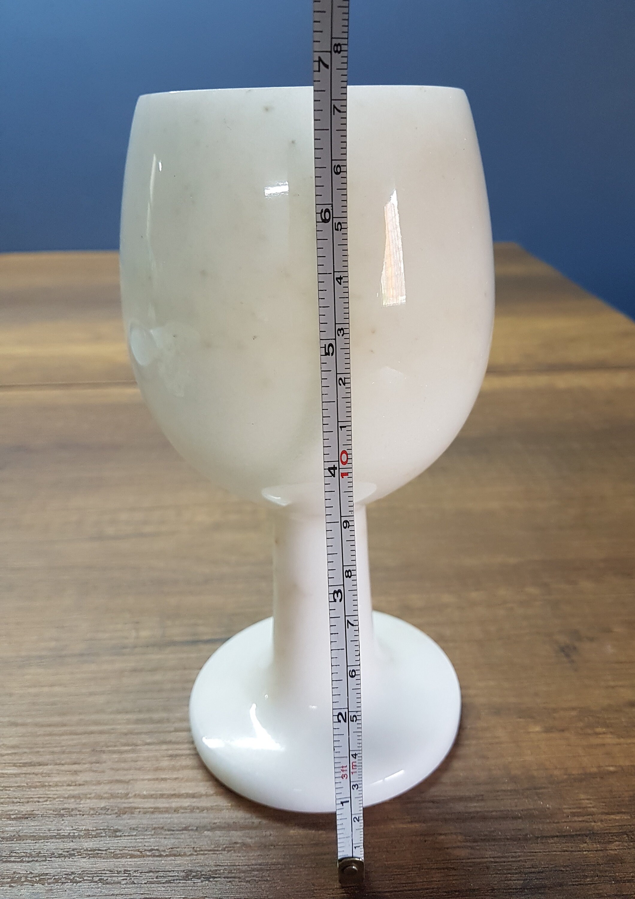 Turkish White Marble Goblets Set of 2 Natural Stone Wine Big Glasses White Marble Cups