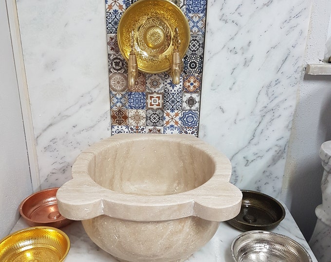 Turkish Bath Sink, Turkish Hammam Sink, Spa Sink, Spa Decor, Turkish Hamam Sink, Hamam Decor, Travertine