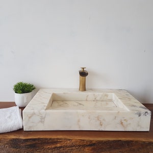 Custom Ramp Sink • Marble Sink •  Slot Drain Sink • Farmhouse Marble Sink • Bathroom Decor • Ramp Sink