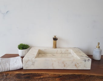 Custom Marble Ramp Sink: Farmhouse Bathroom Decor