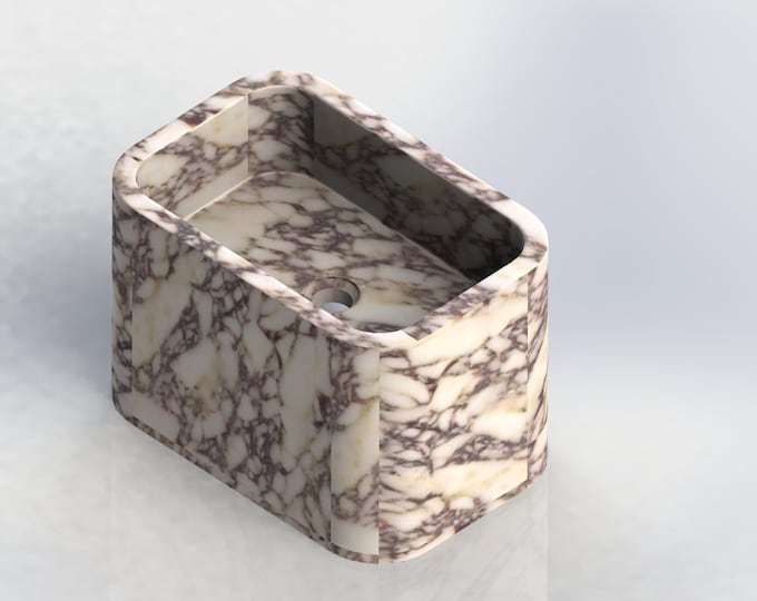 Viola Sink • Travertine • Wall Mount Marble Sink • Marble Bathroom Sink • Powder Room Sink •  Custom Vanity Top Natural Stone •  Marble Sink