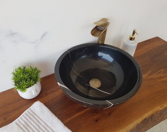 Handmade Black Marble Bowl Sink: Bathroom Washbasin