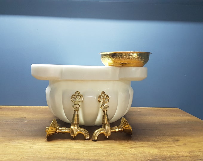 Turkish Bath Sink Concept Set - White Marble Sink - Turkish Hammam Sink - Spa Sink - Spa Decor - Bathroom Decor