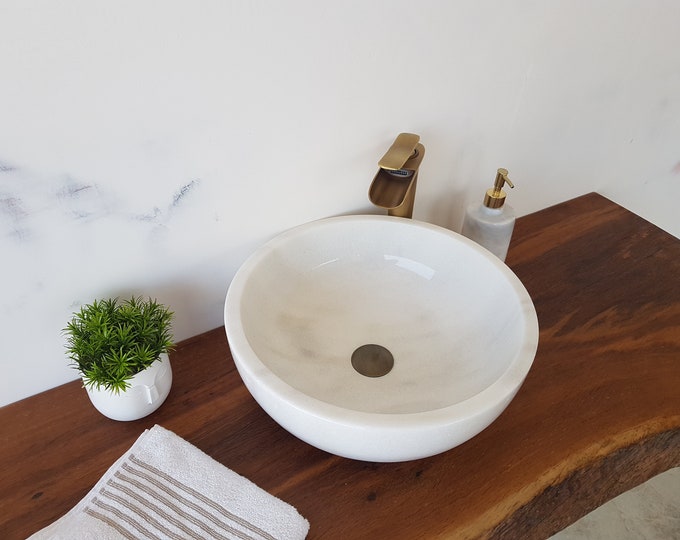 White Bathroom Sink, Vanity Top Sink, Mugla White Bowl Marble Sink, Handmade Bathroom Sink, Bathroom Sink , Washbasin, White Sink