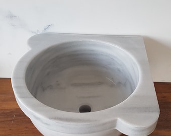 Turkish Bath Sink, Turkish Hammam Sink, Spa Sink, Turkish Hamam Sink, Angled Pure Texture Marble-1
