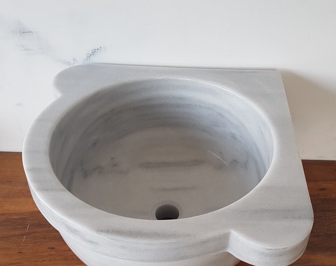 Turkish Bath Sink, Turkish Hammam Sink, Spa Sink, Turkish Hamam Sink, Angled Pure Texture Marble-1