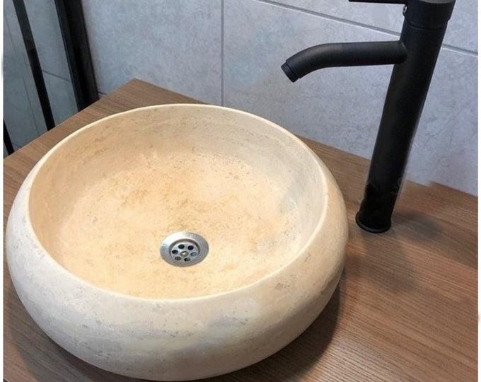 Travertine Roller Sink, Sink Vanity, Handmade Bathroom Sink, Bathroom Sink Washbasin