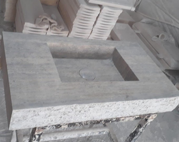 Silver Travertine Bathroom Sink • Farmhose Sink• Sink Vanity • Wallmount Sink • Marble Sink • Marble bathroom Sink • Stone Sink