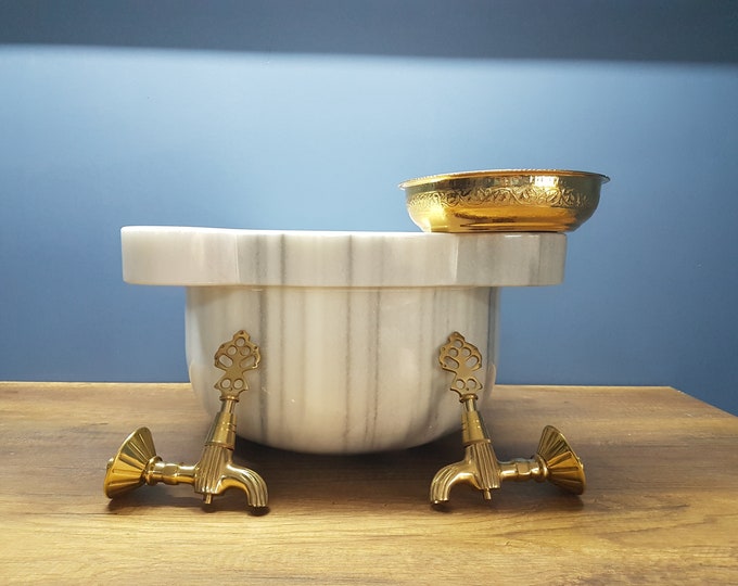 Turkish Bath Sink Concept Set - Marmara Marble (Sperenza) -Turkish Hammam Sink, Spa Sink, Spa Decor,Bathroom Decor,Bathroom Sink,Marble Sink