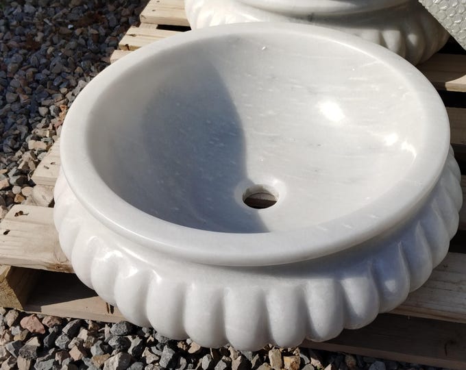 White Roller Marble Sink - Handmade Bathroom Sink - Bathroom Sink Washbasin - Naturel Stone Sink- Bathroom Decor- Home Decor